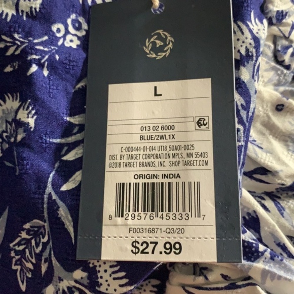 Universal Thread Blue Floral Ruffle Cotton Top‎ - Picture 12 of 13